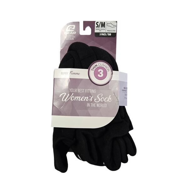 R Gear Sz S/M 6-8 Womens Black Thin Cushion Running Socks - Picture 1 of 2